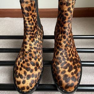 REBECCA
MINKOFF Women Sabeen Too Leopard Calf Hair Boots - NEW NWOB